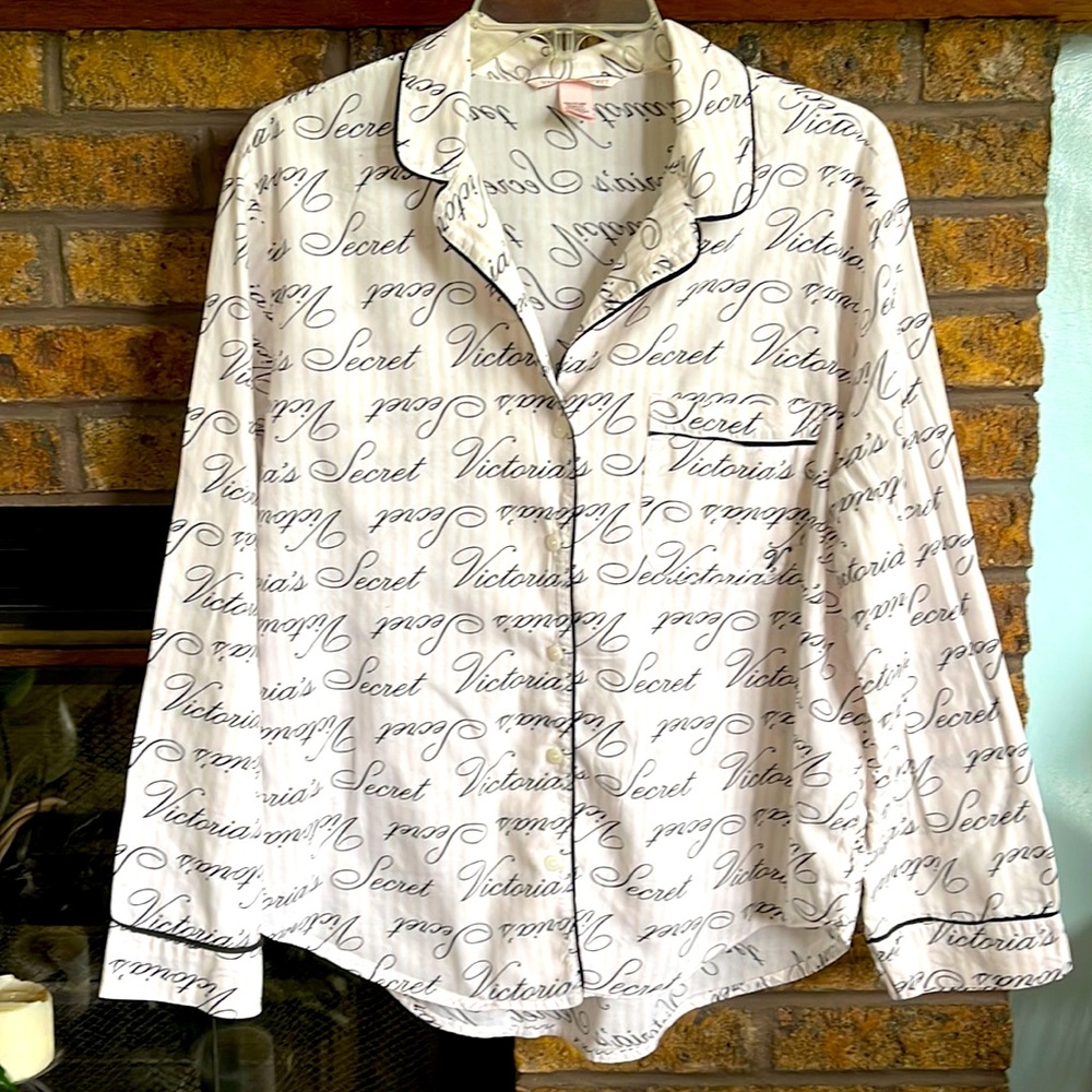 Victoria’s Secret white pink striped pajama top